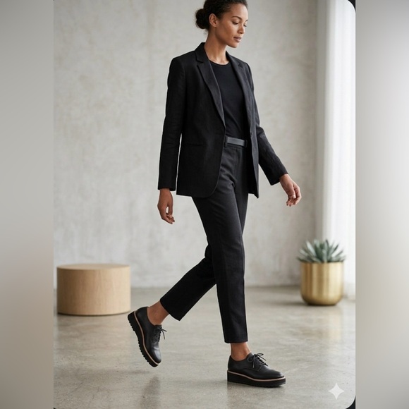 Eileen Fisher Shoes - Eileen Fisher Black Leather Oxford Platform Shoes Size 9.5 Lace Up